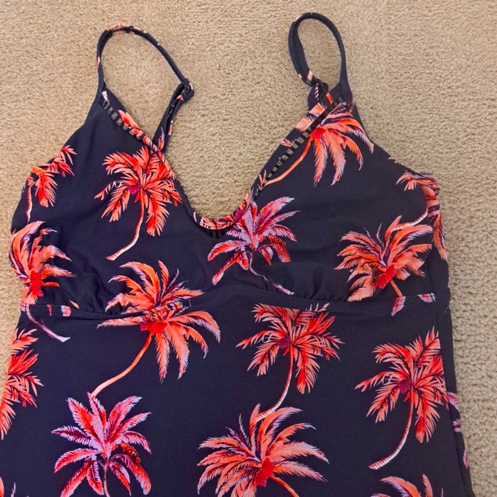 Women's BAKU Tankini Bikini Set with Pink Coral Palm Print - Picture 3 of 7